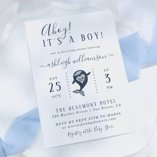 Ahoy! Walvis Thema Jongens Baby Shower Uitnodiging