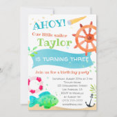 Ahoy! Waterverf nautische verjaardagsuitnodiging Kaart (Voorkant)