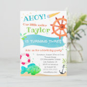 Ahoy! Waterverf nautische verjaardagsuitnodiging Kaart (Staand voorkant)