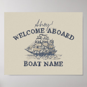 Ahoy. Welkom aan boord Aangepaste  Nautical Poster