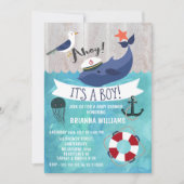 Ahoy Whale Baby shower Uitnodiging (Voorkant)