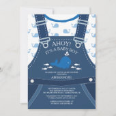 Ahoy Whale Nautical Baby shower Invitation Kaart (Voorkant)