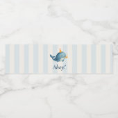 Ahoy Whale Nautical | Ocean Birthday Party Waterfles Etiket (Enkel label)