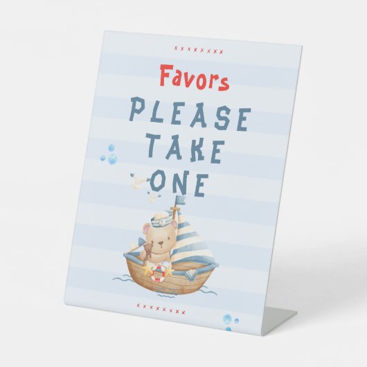 Ahoy zijn een jongen Baby shower gunsten Reclamebord Met Voetstuk (Voorkant)