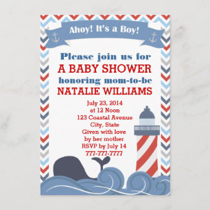 Ahoy's een jongen Nautical Baby shower Invitation Kaart