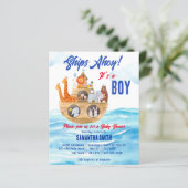 Ahoy's een jongen Noahs Ark baby shower nodigt uit (Staand voorkant)