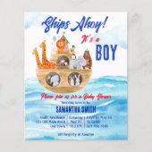 Ahoy's een jongen Noahs Ark baby shower nodigt uit (Voorkant)