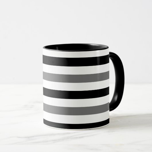 Ahs zwart-wit streepjes design mok (Voorkant rechts)