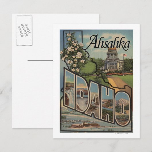 Ahsahka, Idaho - Grote letterscènes Briefkaart (Voorkant / Achterkant)