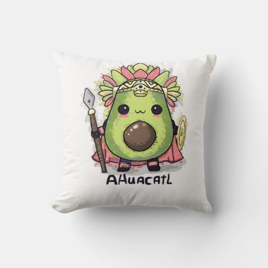 Ahuacatl Aztec Warrior Avocado Kussen (Voorkant)