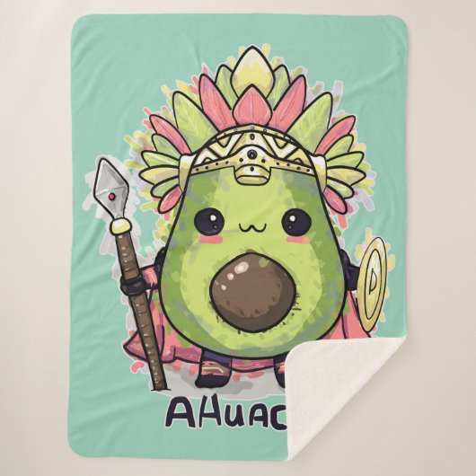 Ahuacatl Aztec Warrior Avocado Sherpa Deken (Voorkant)