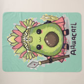 Ahuacatl Azteekse Krijger Avocado Sherpa Deken (Voorkant (horizontaal))