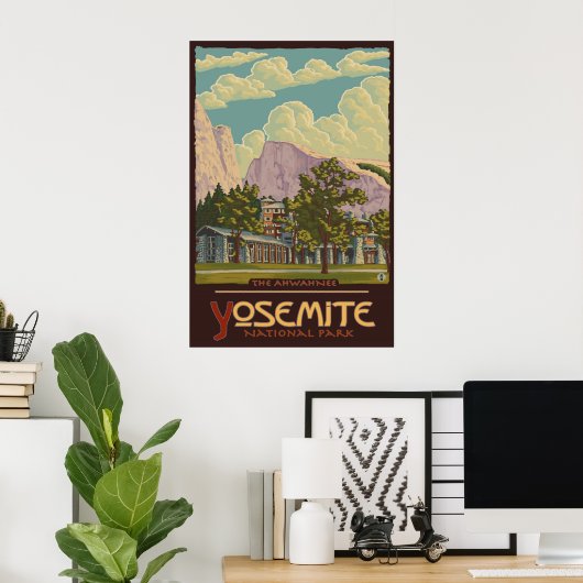 Ahwahnee Lodge - Yosemite Nat'l Park Reisposter Poster (Thuiskantoor)