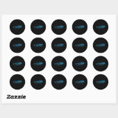 AHWWG Blauwe Logo Zwarte Achtergrond (1 duim Logo) Ronde Sticker (Vel)