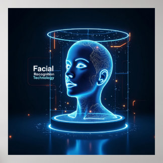 "AI-aangedreven gezichtsherkenning Poster