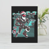 AI aangedreven Kerstman Robot met Drones en Kerst  Kaart (Staand voorkant)