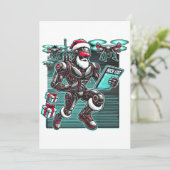 AI aangedreven Kerstman Robot met Drones en Kerst Kaart (Staand voorkant)