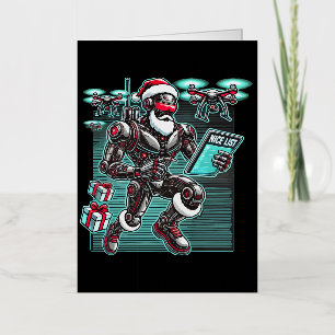 AI-aangedreven Kerstman-robot met drones en Kerstm Folie Wenskaart