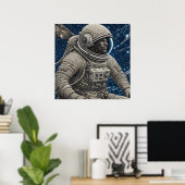 Ai Art Astronaut in de ruimte Poster (Thuiskantoor)