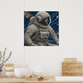 Ai Art Astronaut in de ruimte Poster (Keuken)