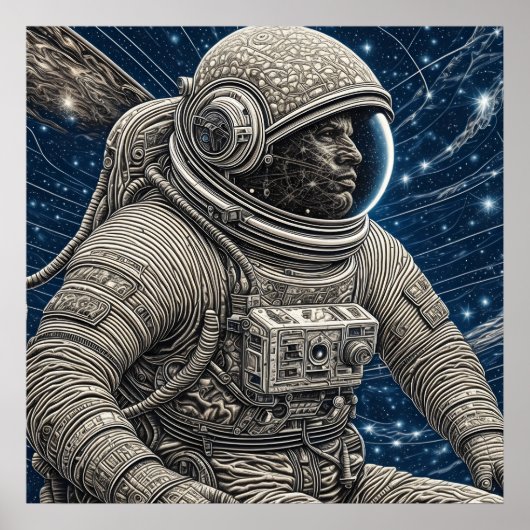 Ai Art Astronaut in de ruimte Poster (Voorkant)