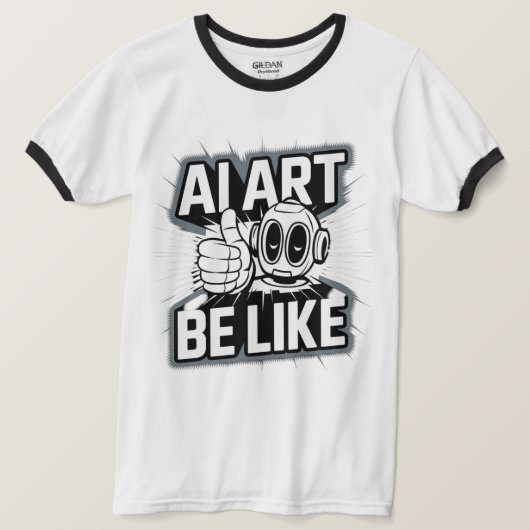 AI Art Be Like Thumbs Up T-shirt wit (Design voorkant)