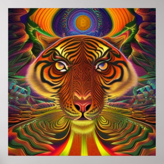 AI Art Bitcoin Crypto NFT Art Poster (Voorkant)