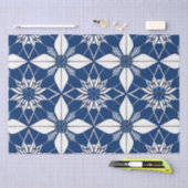 AI Art Blauw Wit Bloemen Weefsel Papier (Craft)