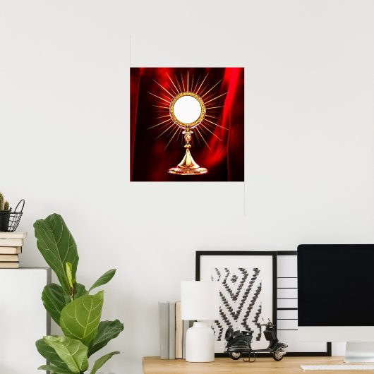 AI Art Blessed Sacrament Host in a Monstrance 1 Poster (Thuiskantoor)