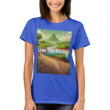 AI Art Blue Love Het Planet T-shirt