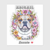 Ai Art Bulldog Omgeven door grillige bloemen Sticker (Vel)