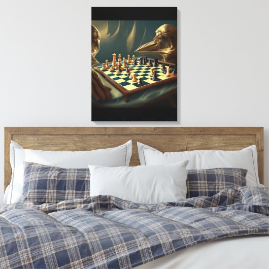 AI Art Chess Speing zichzelf 2023 Canvas Afdruk (Insitu (Slaapkamer))