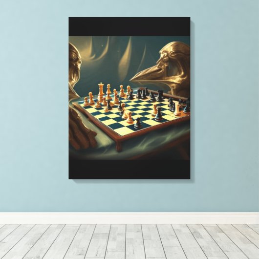 AI Art Chess Speing zichzelf 2023 Canvas Afdruk (Insitu (Houten vloer))