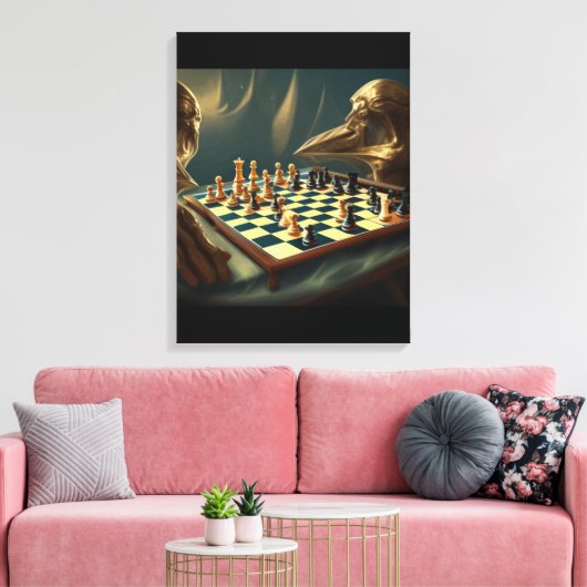 AI Art Chess Speing zichzelf 2023 Canvas Afdruk (Insitu (Woonkamer))