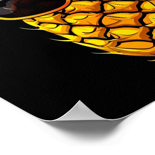 AI Art - Cool Pineappel met zonnebril - Poster (Hoek)