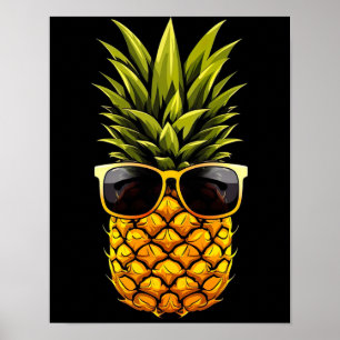 AI Art - Cool Pineappel met zonnebril - Poster