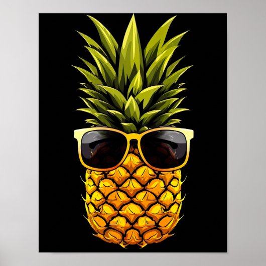 AI Art - Cool Pineappel met zonnebril - Poster (Voorkant)