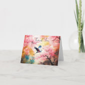 AI art Crane Vliegen in Cherry Blossoms Dank u Notitiekaartje (Voorkant)