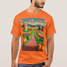 AI Art Earth Dag Pompoen Patch T-shirt