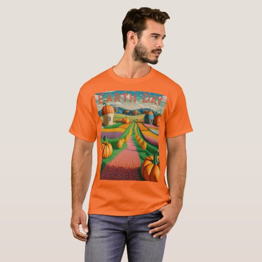 AI Art Earth Dag Pompoen Patch T-shirt (Voorkant volledig)