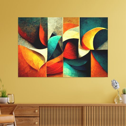 AI Art Gallery™ Abstracte AI Art: The Wave Canvas Afdruk (Insitu (Woonkamer))