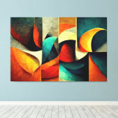 AI Art Gallery™ Abstracte AI Art: The Wave Canvas Afdruk (Insitu (Houten vloer))