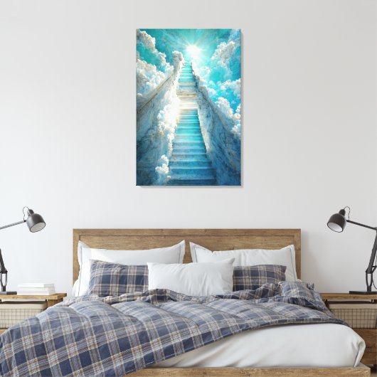 AI Art Gallery™ - Stairway to Heaven: Blue Skies C Canvas Afdruk (Insitu (Slaapkamer))