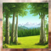 AI Art Green Forest Berglandschap Raamsticker (Vel 2)