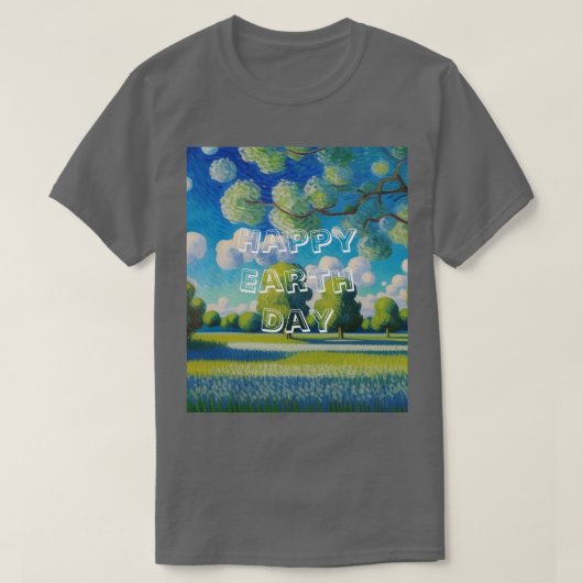 AI Art Happy Earth Day Transparante tekst T-shirt (Design voorkant)
