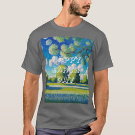 AI Art Happy Earth Day Transparante tekst T-shirt