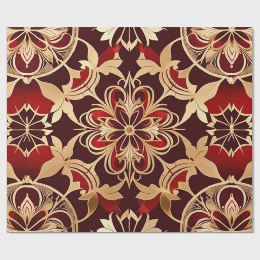AI Art Luxe Goud Rood Inpakpapier (Vlak)