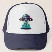 AI Art met UFO Beaming up an Alien Trucker Pet (Voorkant)