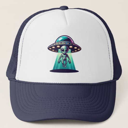 AI Art met UFO Beaming up an Alien Trucker Pet (Voorkant)