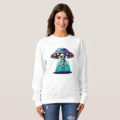 AI Art met UFO Beaming up an Alien Trui (Voorkant volledig)